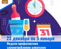 С 23 декабря по 5 января – Неделя профилактики злоупотребления алкоголем в новогодние праздники