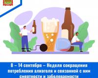 8 – 14 сентября – Неделя сокращения потребления алкоголя и связанной с ним смертности и заболеваемости  (в честь Дня трезвости 11 сентября)